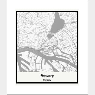 Map of Hamburg - Germany Posters and Art